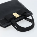 Salvatore Ferragamo Vala Hand Bag Leather Black Gold Auth ka2505-6