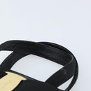 Salvatore Ferragamo Vala Hand Bag Leather Black Gold Auth ka2505-8