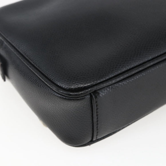 Salvatore Ferragamo Clutch Bag Leather Black Silver Auth ka2510