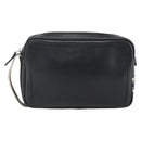 Salvatore Ferragamo Clutch Bag Leather Black Silver Auth ka2510-13