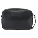 Salvatore Ferragamo Clutch Bag Leather Black Silver Auth ka2510-2