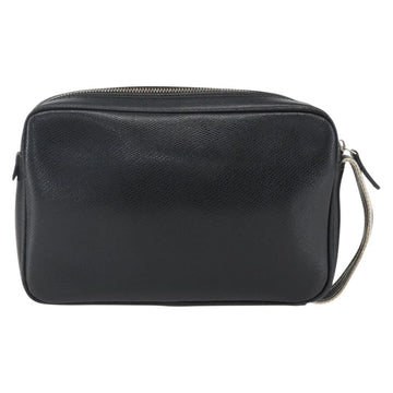 Salvatore Ferragamo Clutch Bag Leather Black Silver Auth ka2510 - 0