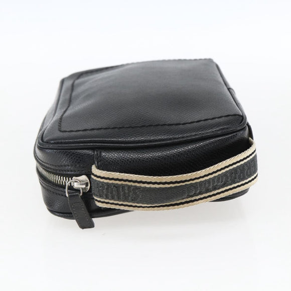 Salvatore Ferragamo Clutch Bag Leather Black Silver Auth ka2510