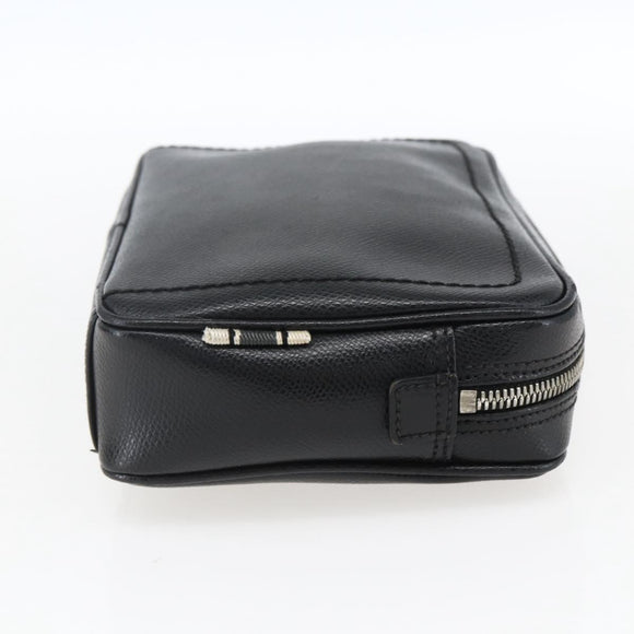 Salvatore Ferragamo Clutch Bag Leather Black Silver Auth ka2510