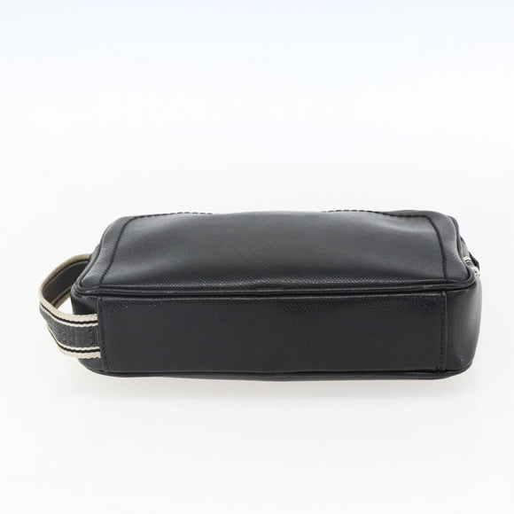 Salvatore Ferragamo Clutch Bag Leather Black Silver Auth ka2510