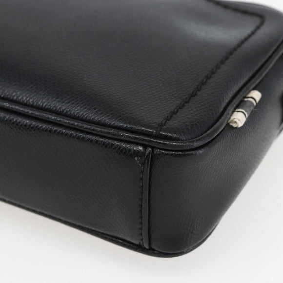 Salvatore Ferragamo Clutch Bag Leather Black Silver Auth ka2510