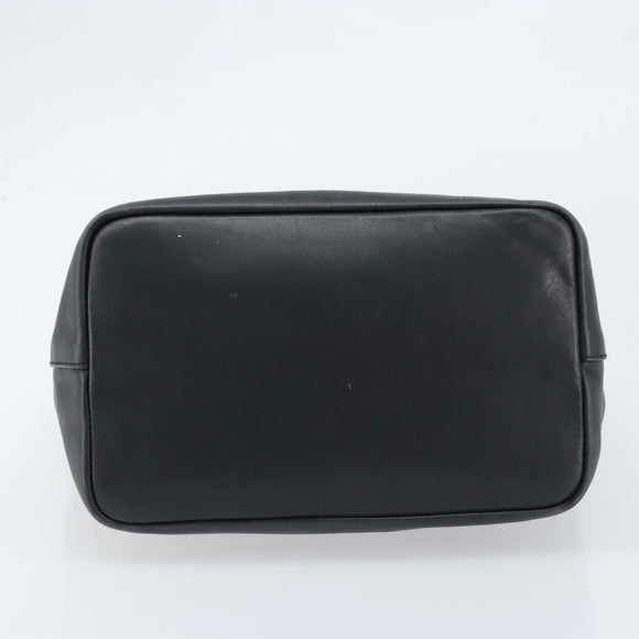 GUCCI Bamboo Hand Bag Leather Black Silver 000 0531 Auth ka2522