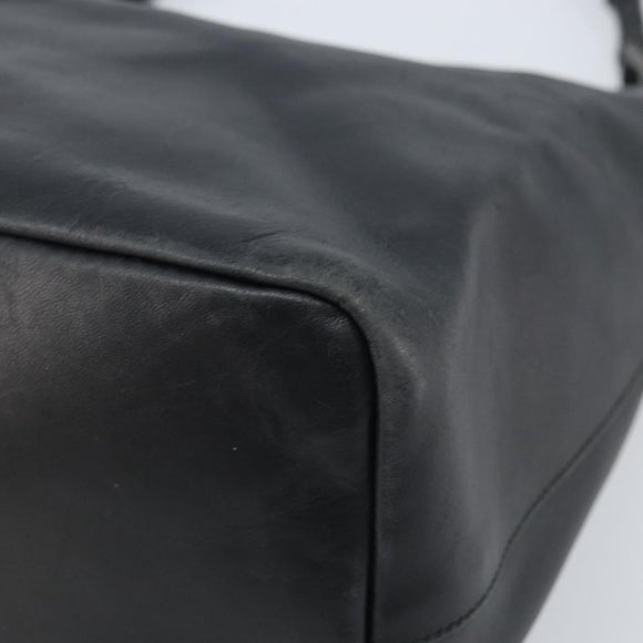 GUCCI Bamboo Hand Bag Leather Black Silver 000 0531 Auth ka2522
