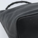 GUCCI Bamboo Hand Bag Leather Black Silver 000 0531 Auth ka2522-12