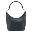 GUCCI Bamboo Hand Bag Leather Black Silver 000 0531 Auth ka2522-3