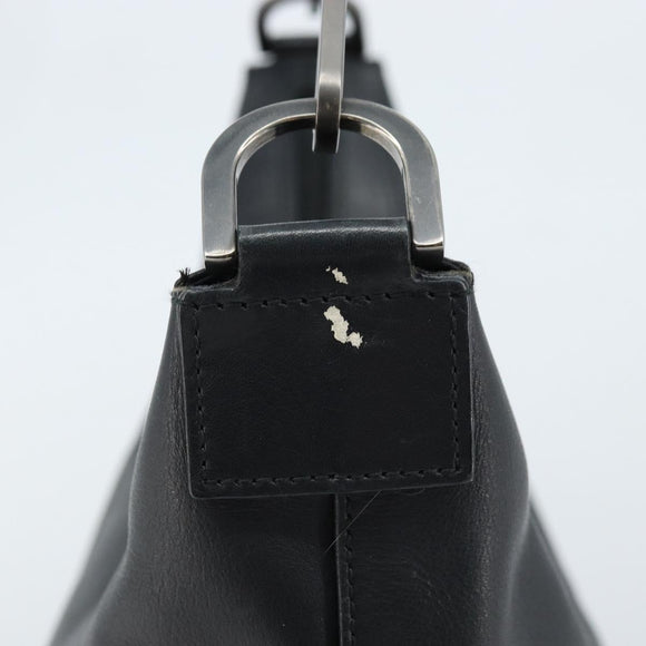 GUCCI Bamboo Hand Bag Leather Black Silver 000 0531 Auth ka2522