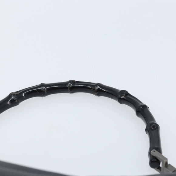 GUCCI Bamboo Hand Bag Leather Black Silver 000 0531 Auth ka2522