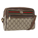 GUCCI GG Supreme Web Sherry Line Bag PVC Beige Gold 56 02 087 Auth ka2524-1