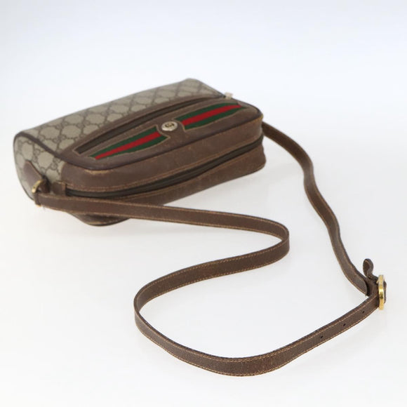GUCCI GG Supreme Web Sherry Line Bag PVC Beige Gold 56 02 087 Auth ka2524