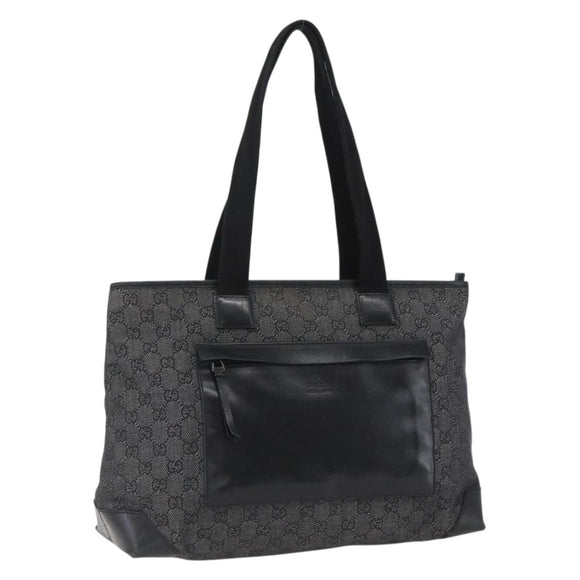 GUCCI GG Canvas Tote Bag Zwart Zilver 34339 Auth ka2529