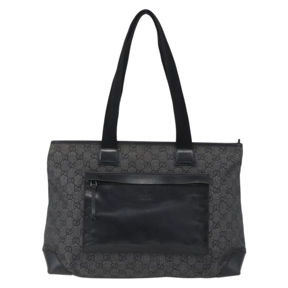 GUCCI GG Canvas Tote Bag Zwart Zilver 34339 Auth ka2529