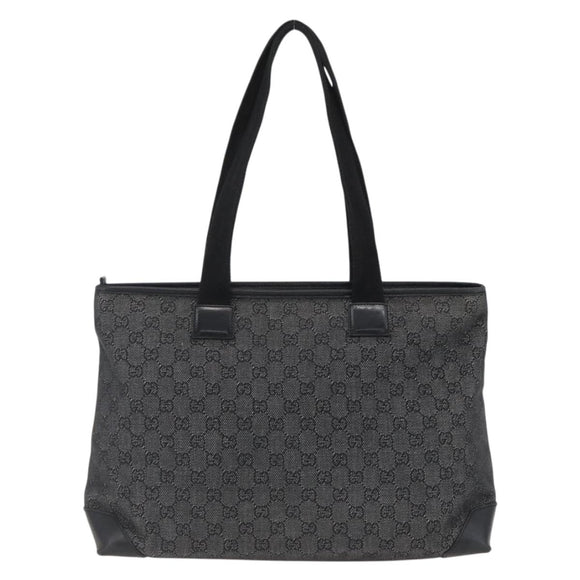 GUCCI GG Canvas Tote Bag Zwart Zilver 34339 Auth ka2529