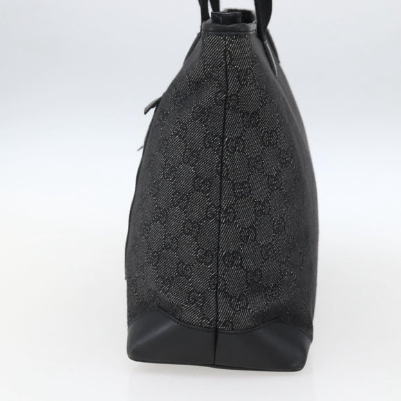 GUCCI GG Canvas Tote Bag Zwart Zilver 34339 Auth ka2529