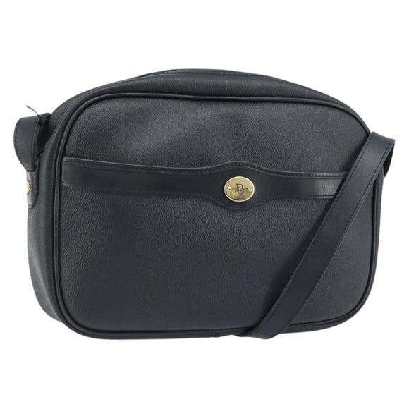 Christian Dior Honeycomb Canvas Shoulder Bag PVC Black Gold Auth ka2533