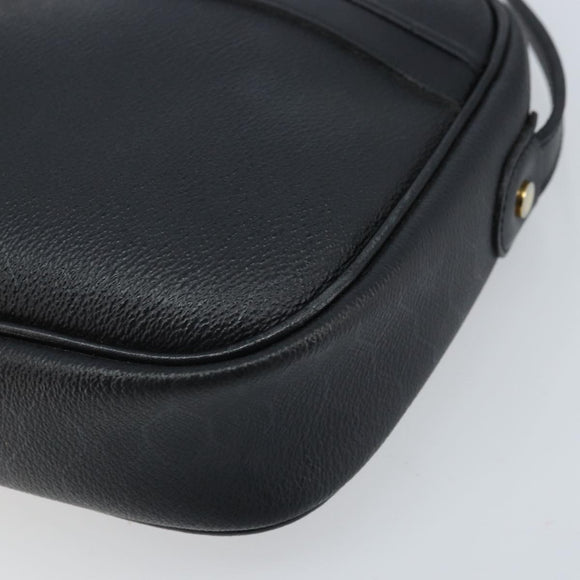 Christian Dior Honeycomb Canvas Shoulder Bag PVC Black Gold Auth ka2533