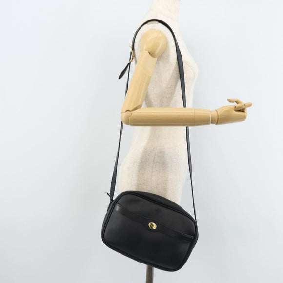 Christian Dior Honeycomb Canvas Shoulder Bag PVC Black Gold Auth ka2533