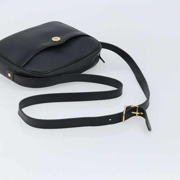 Christian Dior Honeycomb Canvas Shoulder Bag PVC Black Gold Auth ka2533