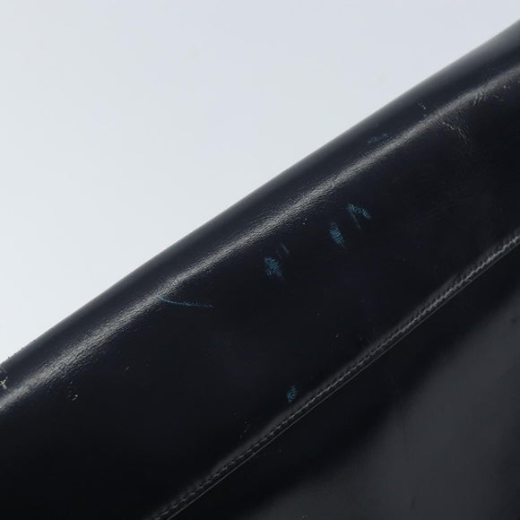Christian Dior Trotter Canvas Clutch Bag Leather Navy Silver Auth ka2535
