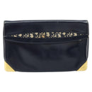 Christian Dior Trotter Canvas Clutch Bag Leather Navy Silver Auth ka2535-13