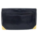 Christian Dior Trotter Canvas Clutch Bag Leather Navy Silver Auth ka2535-2