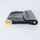 Christian Dior Trotter Canvas Clutch Bag Leather Navy Silver Auth ka2535-3