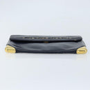 Christian Dior Trotter Canvas Clutch Bag Leather Navy Silver Auth ka2535-6