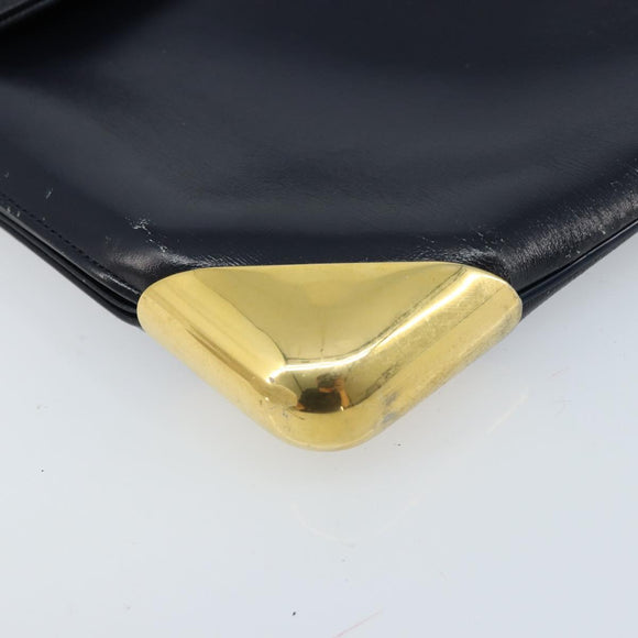 Christian Dior Trotter Canvas Clutch Bag Leather Navy Silver Auth ka2535