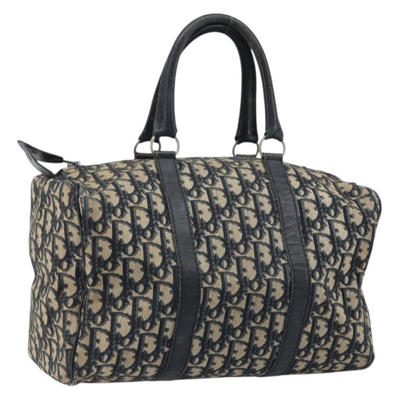 Christian Dior Trotter Canvas Hand Bag Navy Silver Auth ka2546
