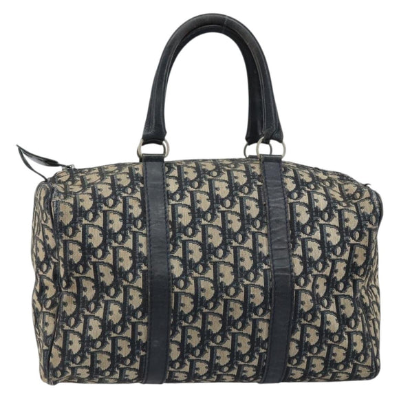 Christian Dior Trotter Canvas Hand Bag Navy Silver Auth ka2546
