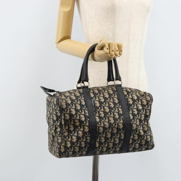 Christian Dior Trotter Canvas Hand Bag Navy Silver Auth ka2546
