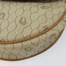 Christian Dior Honeycomb Canvas Shoulder Bag PVC Beige Gold Auth ka2549-9