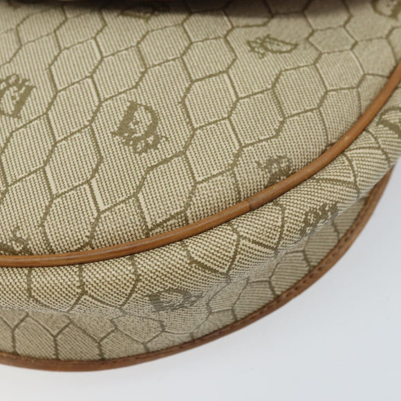 Christian Dior Honeycomb Canvas Shoulder Bag PVC Beige Gold Auth ka2549