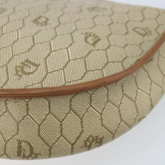 Christian Dior Honeycomb Canvas Shoulder Bag PVC Beige Gold Auth ka2549