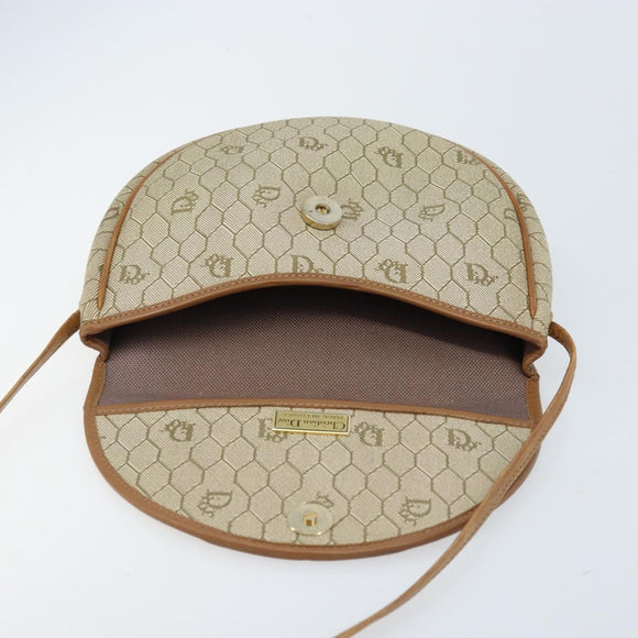 Christian Dior Honeycomb Canvas Shoulder Bag PVC Beige Gold Auth ka2549