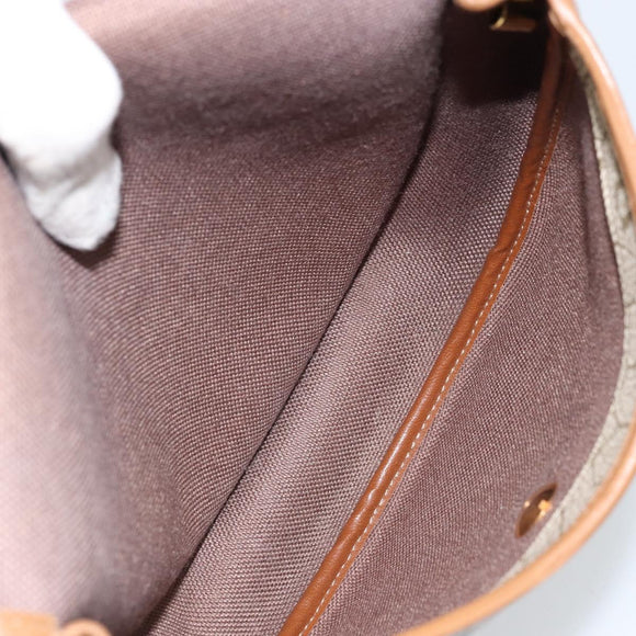 Christian Dior Honeycomb Canvas Shoulder Bag PVC Beige Gold Auth ka2549