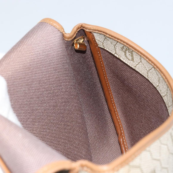 Christian Dior Honeycomb Canvas Shoulder Bag PVC Beige Gold Auth ka2549
