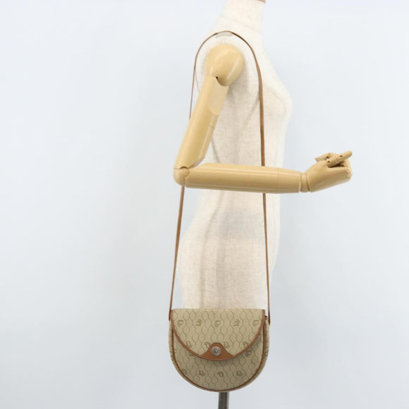 Christian Dior Honeycomb Canvas Shoulder Bag PVC Beige Gold Auth ka2549