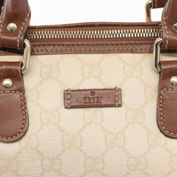 GUCCI GG Supreme Hand Bag PVC Cream Gold 190259 Auth ka255