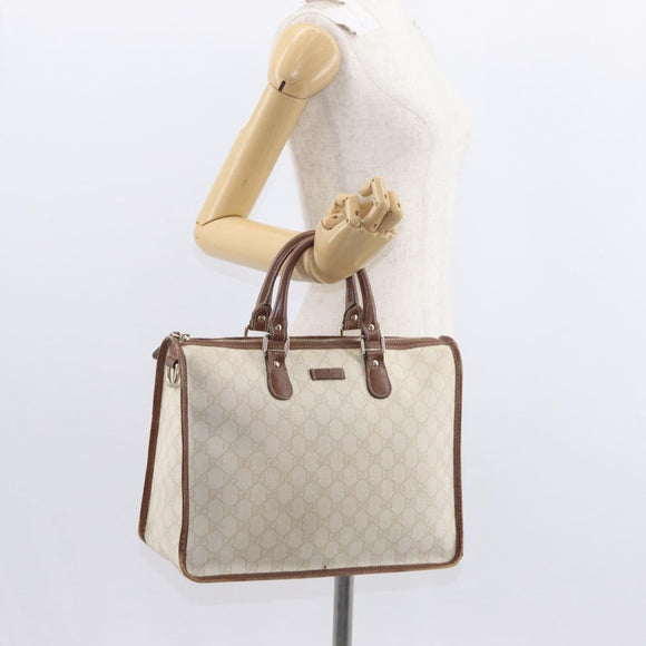 GUCCI GG Supreme Hand Bag PVC Cream Gold 190259 Auth ka255