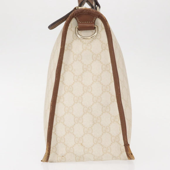 GUCCI GG Supreme Hand Bag PVC Cream Gold 190259 Auth ka255