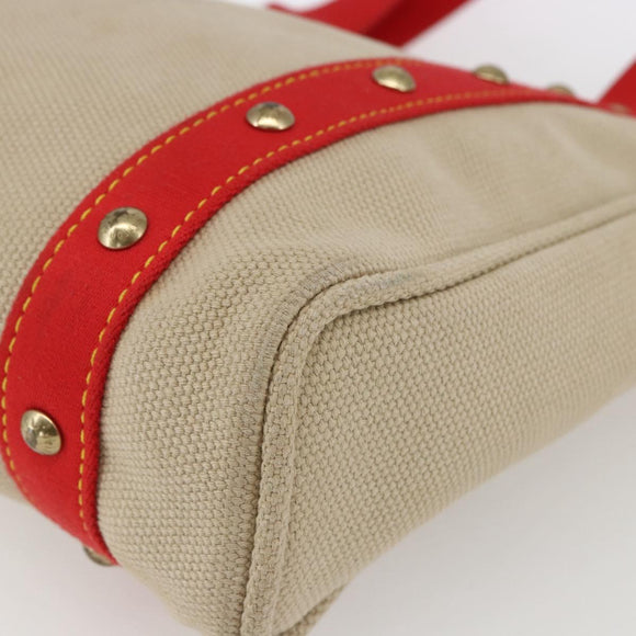 LOUIS VUITTON Antigua Cabas MM Tote Bag Canvas Beige Red M40035 LV Auth ka2556