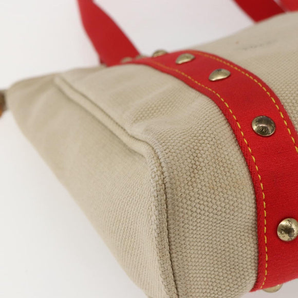 LOUIS VUITTON Antigua Cabas MM Tote Bag Canvas Beige Red M40035 LV Auth ka2556
