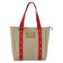 LOUIS VUITTON Antigua Cabas MM Tote Bag Canvas Beige Red M40035 LV Auth ka2556-13