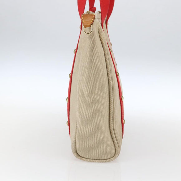LOUIS VUITTON Antigua Cabas MM Tote Bag Canvas Beige Red M40035 LV Auth ka2556
