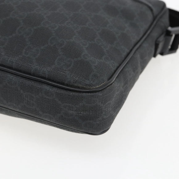 GUCCI GG Supreme Shoulder Bag PVC Black Silver 169933 Auth ka2559